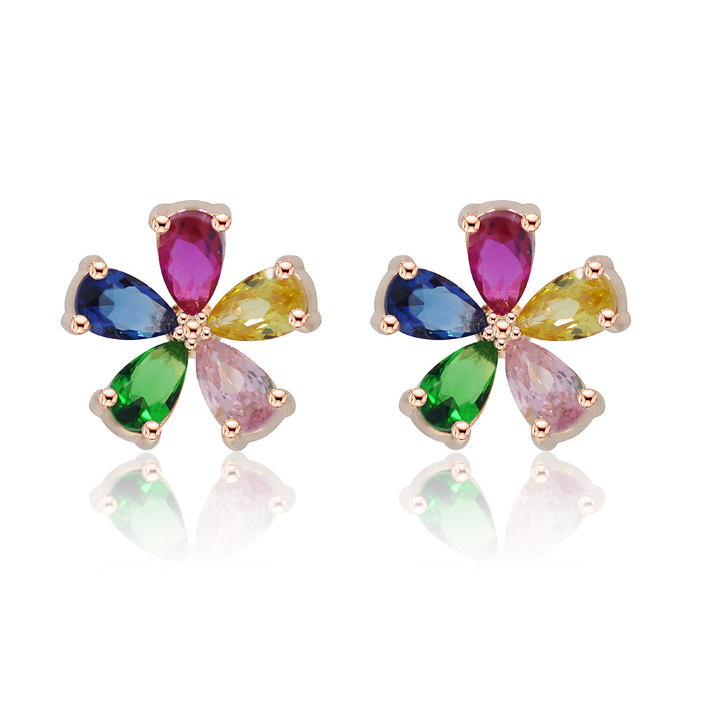 Multi Color Five Petals Earring